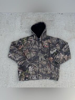 Vintage Mossy Oak Jacket Mens 2XL Camo Hooded Realtree Hunting